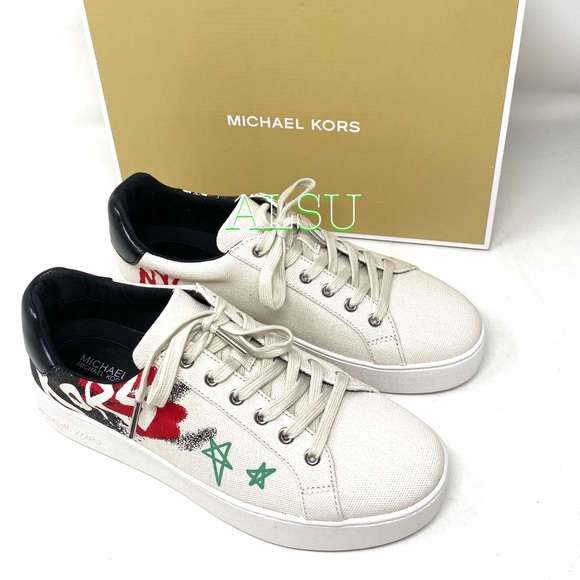 🍃SALE🍃 Michael Kors Poppy Lace Up Heavy Canvas Cream Women's Size 49SOPOFS1D - Picture 7 of 10